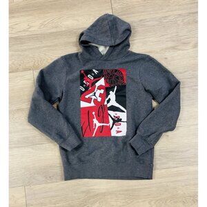 Gray Air Jordan Printed Pullover Hoodie Size Boys Large 10-12